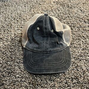 Washed Black & Beige Mesh Trucker Hat